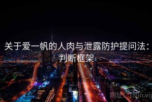 关于爱一帆的人肉与泄露防护提问法：判断框架